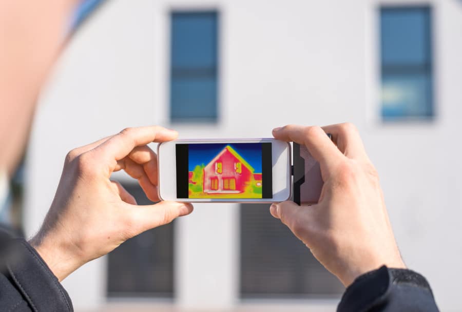 Haus im Wärmebild, Fassadendämmung - Sanierungszentrum Nord-Ost